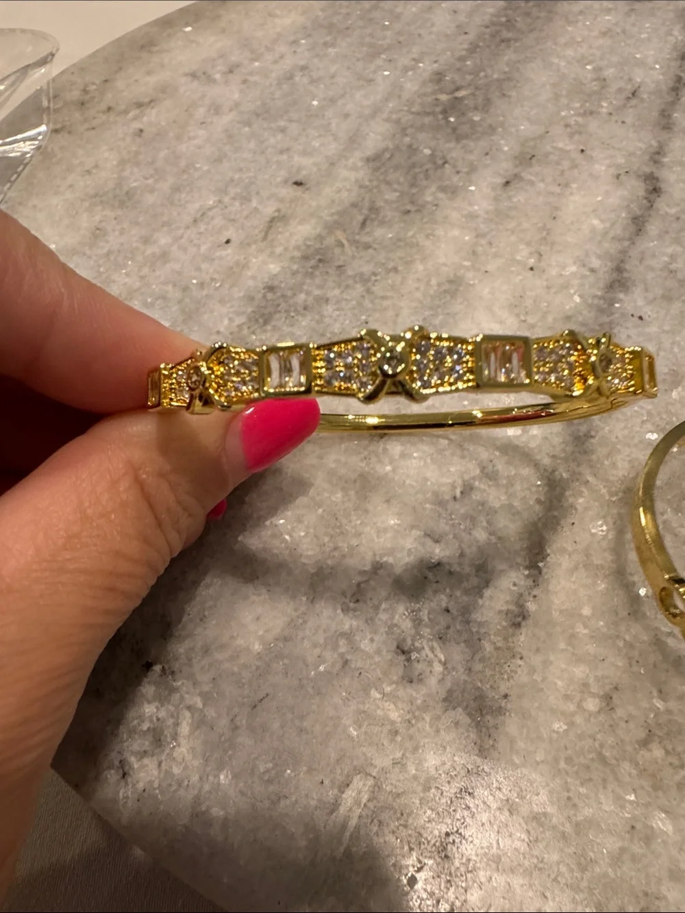 Source Unknown Gold-Tone Pavé Circle and Link Bangle Bracelet Set